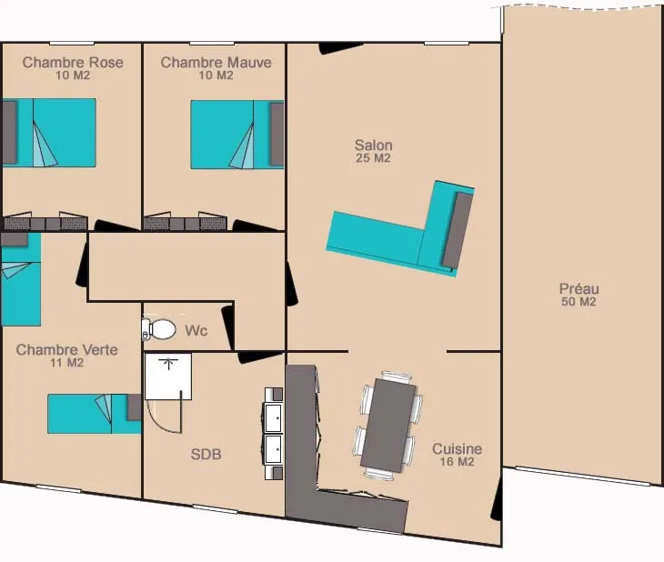 Plan du gite Morandiere les marronniers